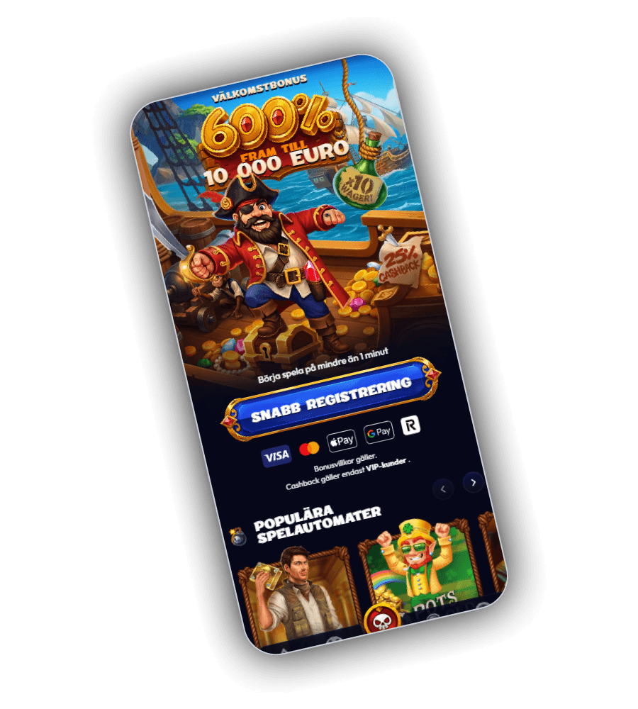 Smash Casinos lobby i mobilen med välkomstbonus på 600 % upp till 10 000 euro